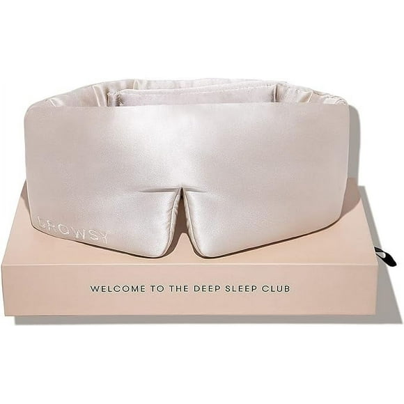 DROWSY Silk Sleep Mask. Face-Hugging, Padded Silk Cocoon for Luxury Sleep in Total Darkness. (Dusty Gold)