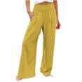 thumbnail image 2 of LEKWK Palazzo Pants for Women High Waisted Casual Wide Leg Pants Lightweight Loose Fit Lounge Pants with Pockets Summer Beach Vacation Clothes, 2 of 9