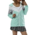 thumbnail image 2 of Femmes Léger à Manches Longues Veste à Capuche Couleur Bloc Imperméable Occasionnel Utilitaire Outwear, 2 of 8