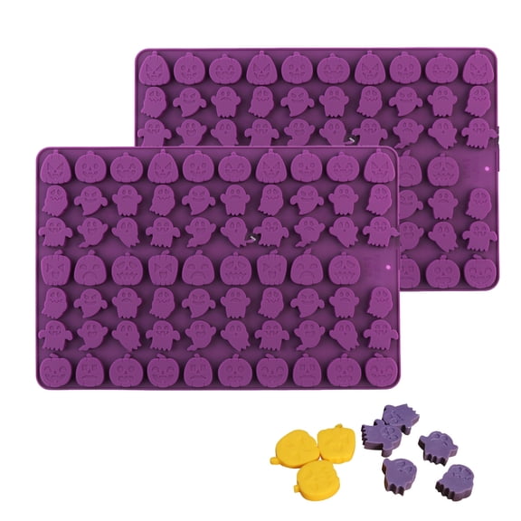 Halloween Molds 138 Cavity Mini Pumpkin Mold and Ghost Mold for Thanksgiving Halloween Gummy, Candy, Chocolate, Cookie