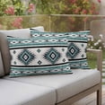 thumbnail image 4 of Teal Green Pillow Covers 2 Pack Southwestern Native Aztec Ethnic Style Geometric Pillowcase Waterproof Outdoor Throw Pillow Cover for Patio Balcony Rectangular Cushion 20”x12”, 4 of 9