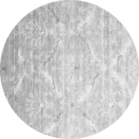 Ahgly Company Indoor Round Abstract Gray Contemporary Area Rugs, 3' Round