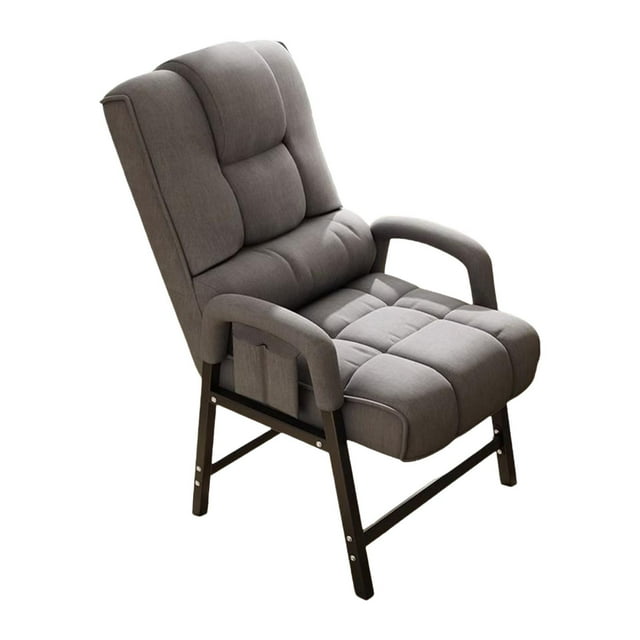 Rongfmy Chaise de Bureau Rembourrée Coussin Siège Confortable Tissu Lin Moderne Chaise d'Ordinateur Gris