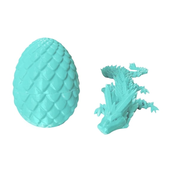 1Pc Flexible 3D Printed Mystery Dragon with Egg Articulated Mythical Figurine in Sky Blue for Desktop Decor and Fun Gift