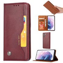 Dteck Case for Samsung Galaxy A14 5G,Magnetic Leather Card Slots Wallet Case Shockproof Rubber Kickstand Cover,Winered