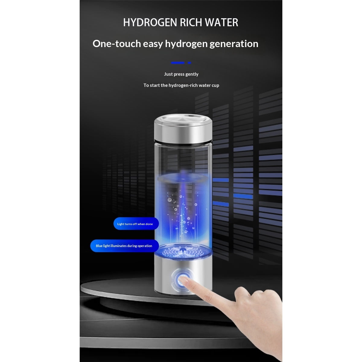 Hydrogen Water Bottle Generator 3Min Quick Electrolysis,Hydrogen Water Ionizer Glass Health Cup Suitable for Travel, Exercise,Home,Gift for Love (Silver ）