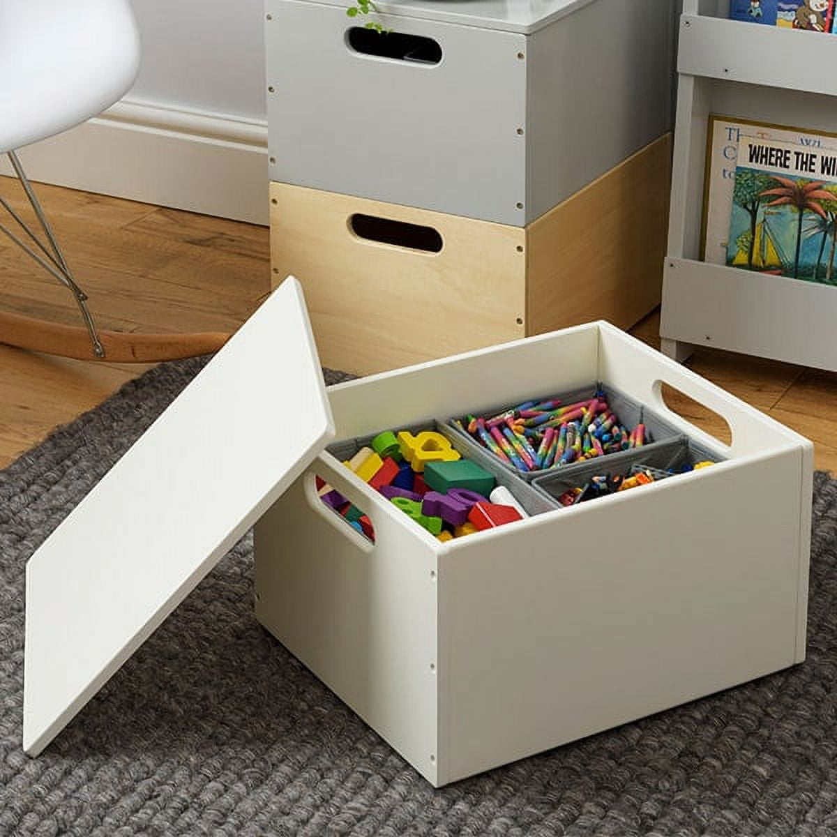 Tidy Books®Toy Box with Lid, Wooden Toy Storage, Small Toy Organizer, Brick  Storage Box, Hobby Craft Organizer, 15.7 x 13.4 x 9.4 in, Eco Friendly