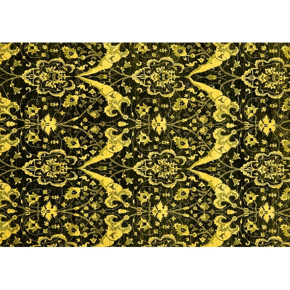 Ahgly Company Indoor Rectangle Abstract Yellow Modern Area Rugs, 3' x 5'