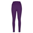 thumbnail image 6 of Compression Leggings for Women Leggings with Pockets High Waisted Workout Yoga Pants Purple L, 6 of 7