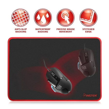 2 Packs Insten Large Gaming Mousepad with Special-Textured Surface, Silky Smooth, Anti-Slip Rubber Base & Waterproof Coating (Size: 13.8 x 10.2
