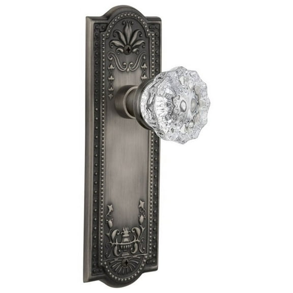 Nostalgic Warehouse Meacry_Psg_238_Nk Crystal Solid Brass Passage Door Knob Set - Grey