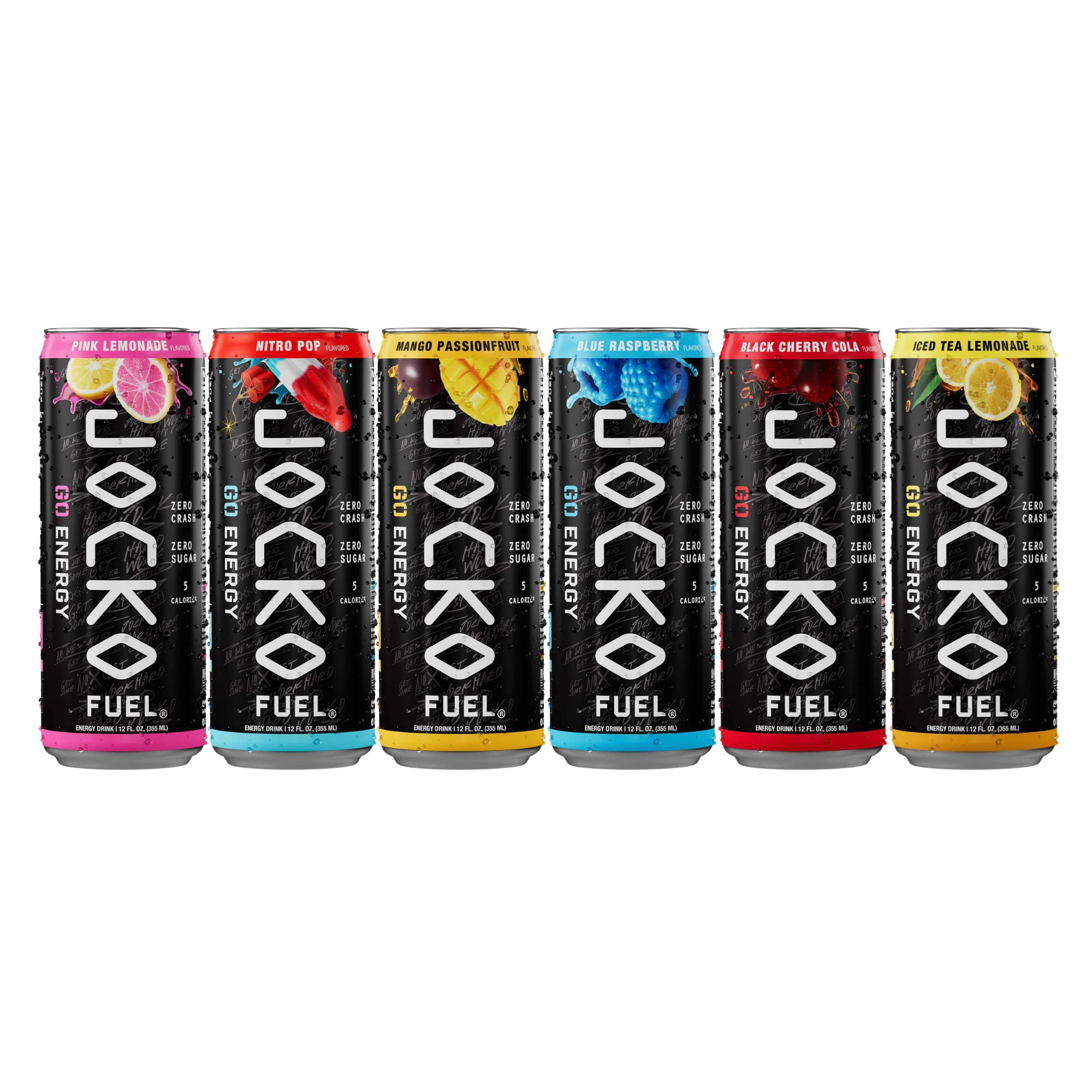 Jocko GO Energy Drink 6-Flavor Sampler Pack, 12 fl oz Cans (6 Cans Total), Zero Sugar