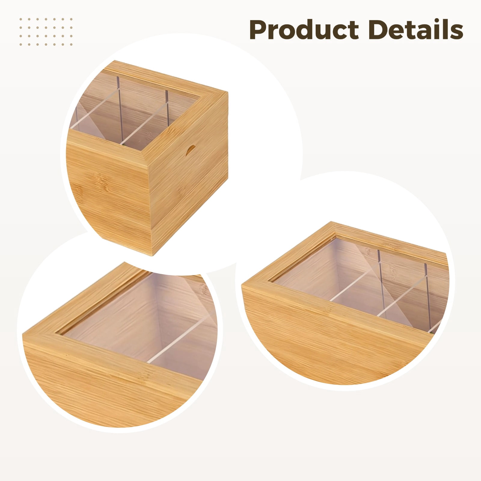 Pine Wood 3x5 Indexes Card Holder with Clear Cover, Desk Organizer Storage Box 10 x 5.9 x 4 in, 4-Section Flip-Top Design for Recipe Cards, Business Notes, Office Supplies