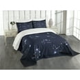thumbnail image 3 of Ambesonne Constellation Quilted Bedspread Set 3 Pcs, Horoscope Chart, Queen Size, Dark Blue White, 3 of 5