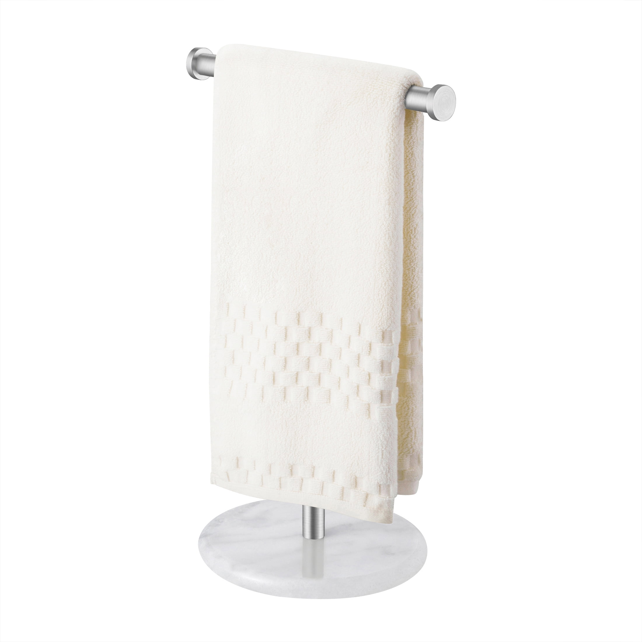 NearMoon Hand Towel Holder with Balanced Marble Base, 304 Stainless Steel Stand  Towel Ring L Shape