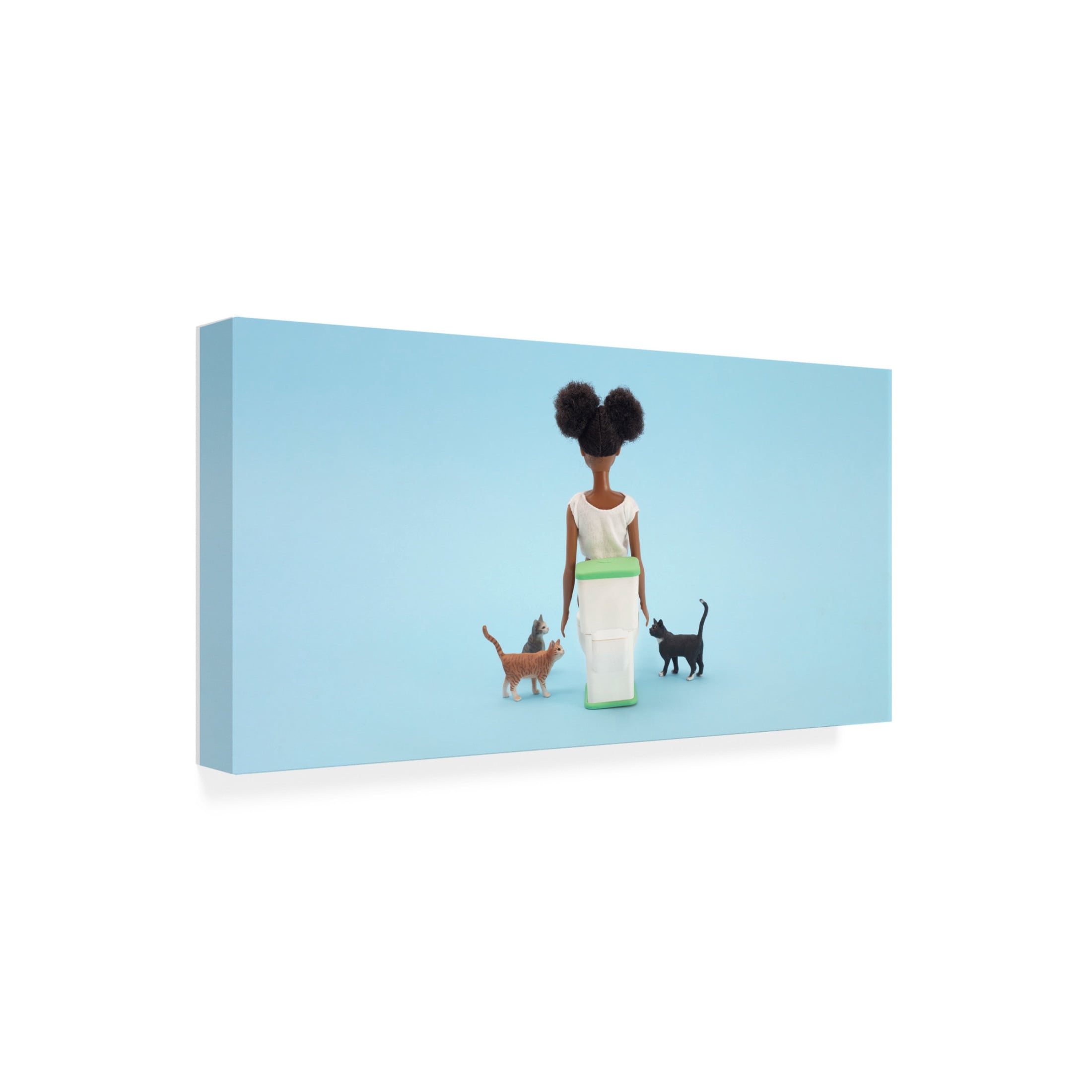 Canvas Wall Art - Julia Ramiro 'Cagar Con Gatos Taza' Wall Art for Living Room, Bedroom, or Office Décor by Trademark Fine Art - 32 x 16 Inches