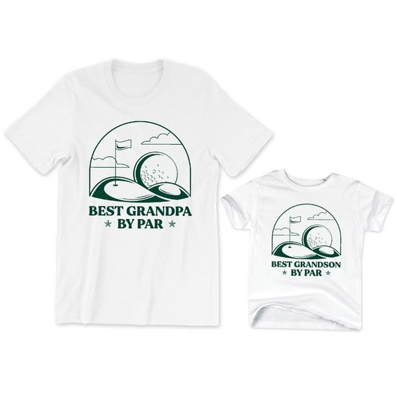 Best Grandpa By Par Men's T-Shirt Golfing Graphic Tee Best Grandson By Par Kids Toddler Shirt Youth