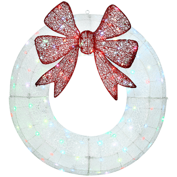 Beyamis 36 Inch Pre-Lit Artificial Christmas Wreaths - Dual Color LED Lights with Daily Timer & Remote | Lighted Christmas Decoration for Front Door, Wall, Porch, Indoor Outdoor Use