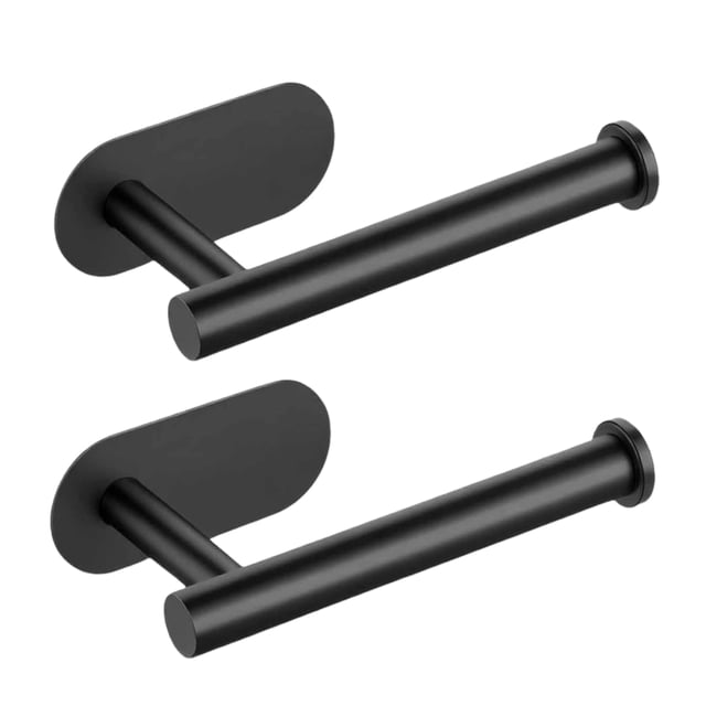 Portarrollos GMYOO de acero negro sin taladro, 2 unidades