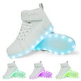 thumbnail image 2 of Boys Shoes,Unisex High Top LED Light Up Sneakers Flashing Athletic USB Rechargeable Kids Shoes For Girls And Boys,Kids Shoes,White,9.5-10 Years, 2 of 9