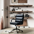thumbnail image 4 of Faux Leather Home Office Chair, Swivel Task Desk Chair with Padded Cushion, Navy, 4 of 8