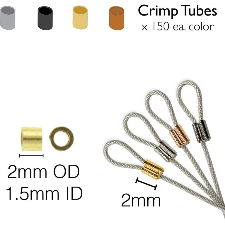 BeadSmith Assorted Size Black Oxide Pack Crimp Tube Beads