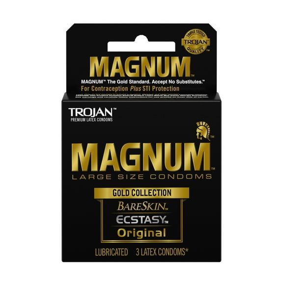 MAGNUM Large Size Condoms, Gold Collection Variety, 3 Ct