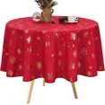 thumbnail image 1 of Nappe de Noël, Flocon de Neige Doré Nappe de Noël pour l'Hiver, Nappes de Noël Rouges, Nappe Imperméable Anti-Déversement pour Table, Cuisine, Salle à Manger, Vacances, Ronde de 60 Pouces, 1 of 5