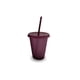 thumbnail image 1 of Yuarrent Vaso para beber con tapa y pajita Botella reutilizable de plástico PP PP para batido de jugo de café de bebida fría Mostrada Rojo púrpura 480ml Yuarrent HA007952-11, 1 of 6