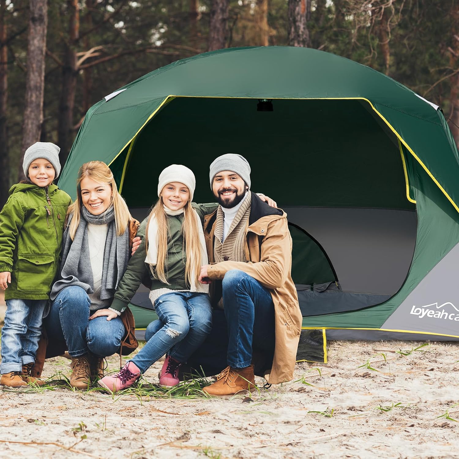 4 Person Camping Tent, Easy Setup Waterproof Family Tents for Camping, Portable Dome Tent with Rainfly and Carry Bag