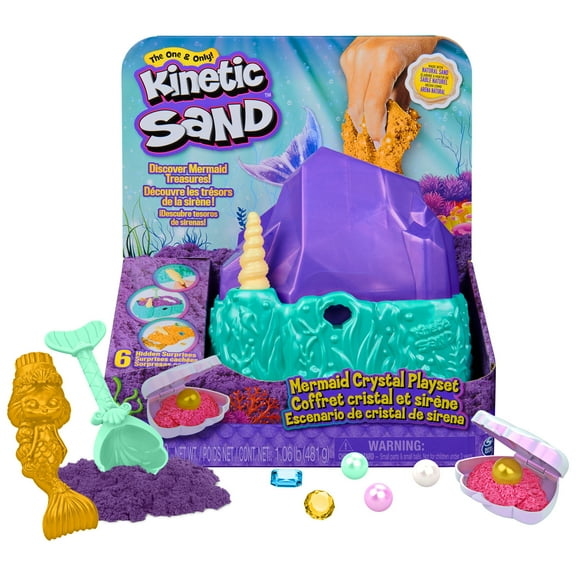 Kinetic Sand, Mermaid Crystal Playset, with Tools and Storage