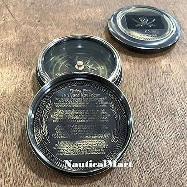 Brass Compass Pirates of Caribbean Jack Sparrow Pocket Antique Gift Free Embossed Leather Case Personalized Compass Engraved, Gift for Baptism, Confirmation, Graduation, Anniversary