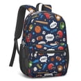 thumbnail image 2 of Football and Basketball Navy Pattern 17" School Backpacks for Teens,Waterproof Oxford Fabric,S-Shape Padded Straps for School,Travel,Hiking,Camping, 2 of 5