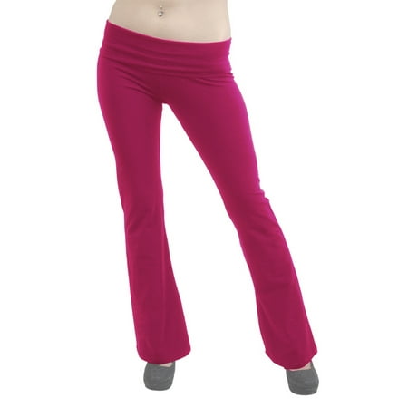 - Vivian's Fashions Yoga Pants - Full Length, Misses Size (Fuchsia, S)