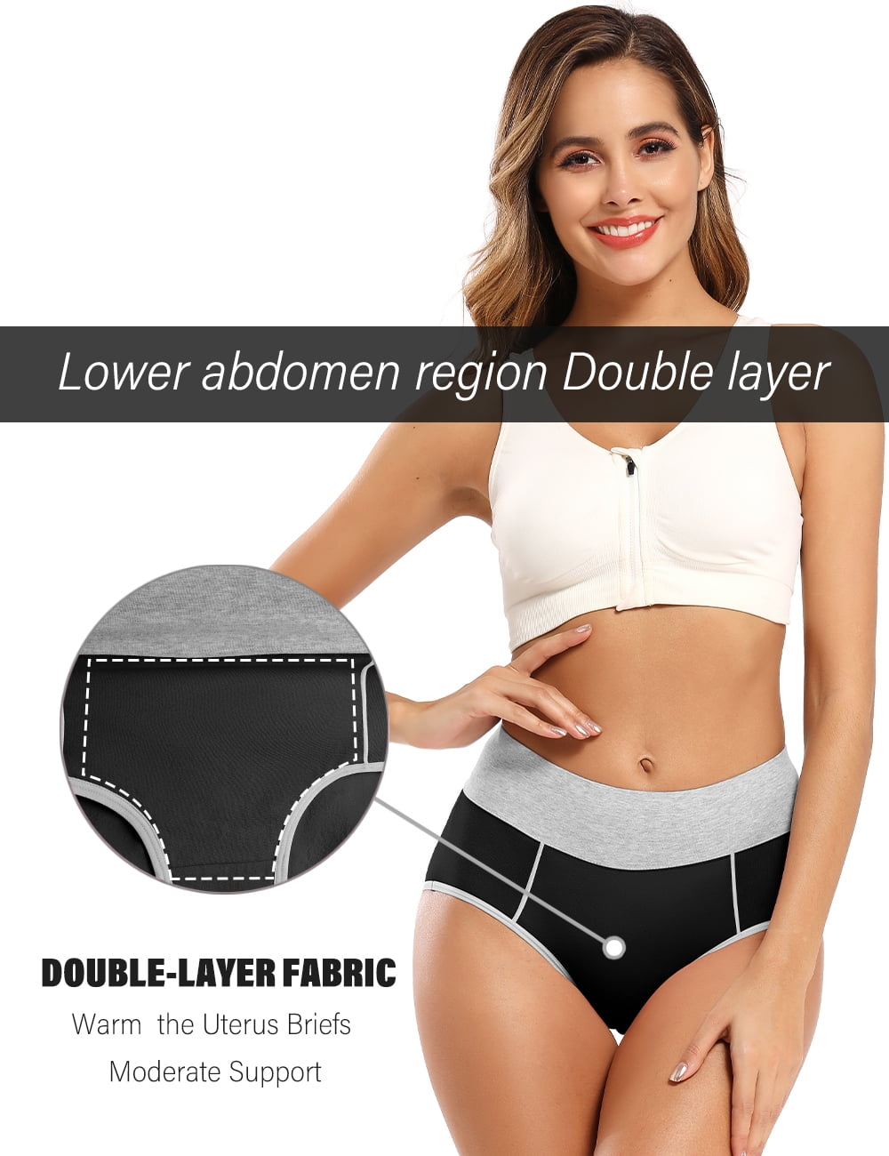 POKARLA Women's Underwear Cotton High Waist Briefs Full Coverage Soft Breathable  Ladies Pantie, Black-5pack, L price in UAE,  UAE