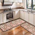 thumbnail image 3 of Kitchen Rugs Sets Of 2,Brown Geometric Flower Diamond Pattern Anti Fatigue Kitchen Mat Rugs Non Slip Washable,Decorative Kitchen Floor Mats for Kitchen,Sink,Laundry,17"x47"+17"x47", 3 of 5