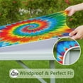 thumbnail image 6 of Colorful Rainbow Tie Dye Spiral Pattern Square Fitted Tablecloth with Elastic Edge,Square Table Cover,Washable Elastic Table Cover for Home Kitchen Party Decor 34"x34", 6 of 6