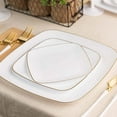 thumbnail image 2 of (20 PACK) EcoQuality 10" inch Disposable Square White Plastic Plates with Gold Rim, China Like Party Plates, Heavy Duty Dinner Plate, Salads, Weddings, Baby Showers, Catering, Non Toxic, 2 of 5