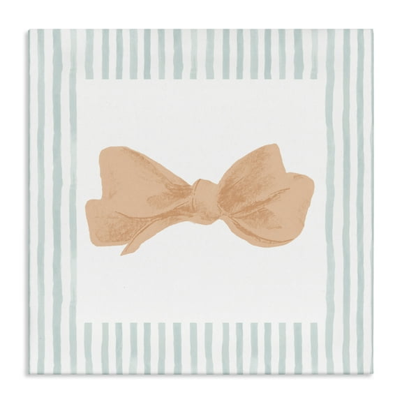 Stupell Industries Pastel Bow in Striped Border Canvas Wall Art design by PATRICIA PINTO, 17 x 17