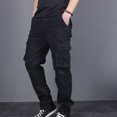 thumbnail image 7 of Yaoyar Mens Cargo Pants Casual Joggers Sweatpants Elasticated Waist Workout Hiking Pants with Multi-Pockets(Black,2XL), 7 of 7