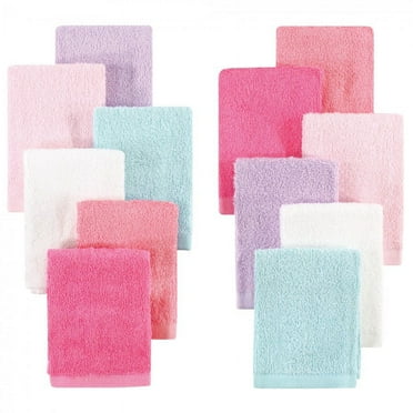 Hudson Baby Infant Girl Rayon from Bamboo Woven Washcloths 12pk, Pink Lilac, One Size