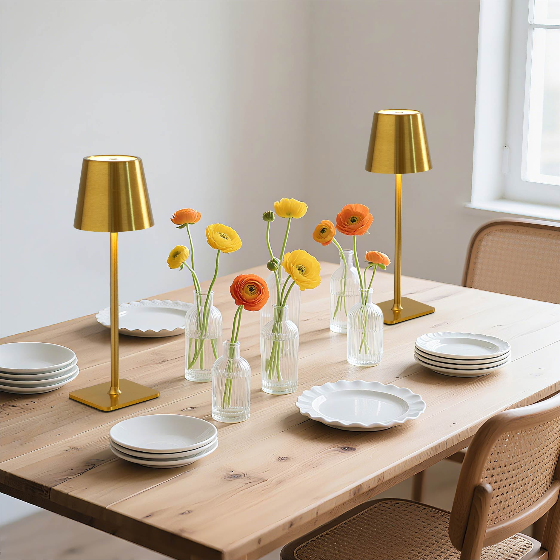 Lot de 2 lampes de table rechargeables de 13" pour intérieur/extérieur Mainstays, or MAINSTAYS DXPK LMPE OR