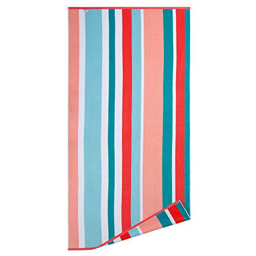 Plush Cotton 36 x 70 Inch Rainbow Striped Pool Towel CABANANA Fluffy Oversized Beach Towel Red Large Summer Swimming Cabana Towel