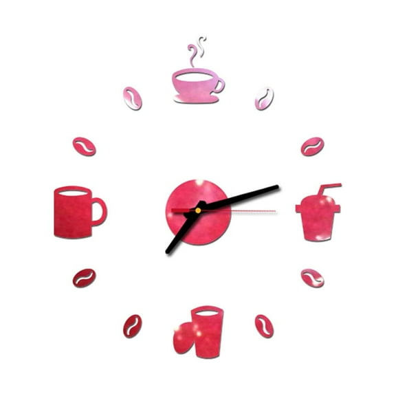 HEMOTON Red Framless Acrylic Wall Clock for Decoration Silent Modern Art Clock Large Size for Living Room Walls