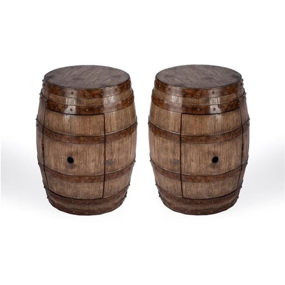 Home Square Round Barrel Table in Praline - Set of 2