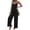 Black, variant on Women Jumpsuits Casual Sleeveless Spaghetti Strap Long Pants Romper Summer Outfits with Pockets