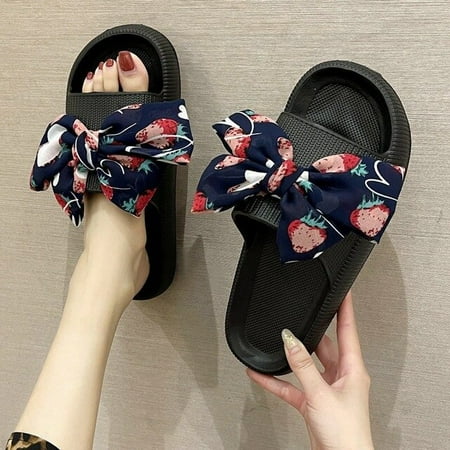 

CoCopeaunt New Summer Slippers EVA Platform Sandals Women Slippers Bow Indoor and Outdoor Slippers Non-slip Household Flip Flops