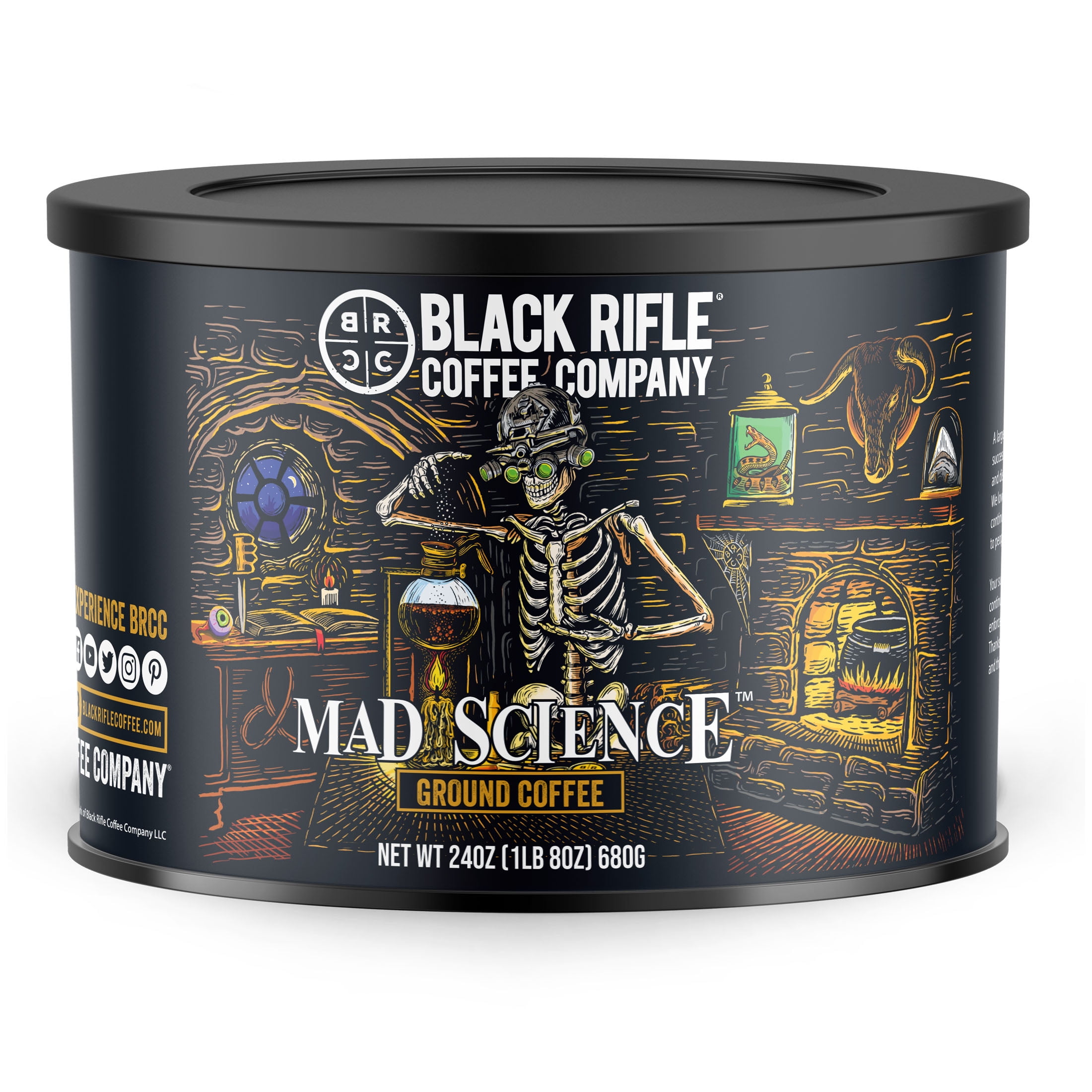 Black Rifle Coffee Mad Science, Medium Roast, Ground Coffee, 24 oz Canister