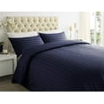 thumbnail image 2 of 300 Thread Count 100% Egyptian Cotton 3-Piece Flat Sheet (1 Flat Sheet + 2 Pillow Covers) Size Full Color Navy Blue Stripe, 2 of 5