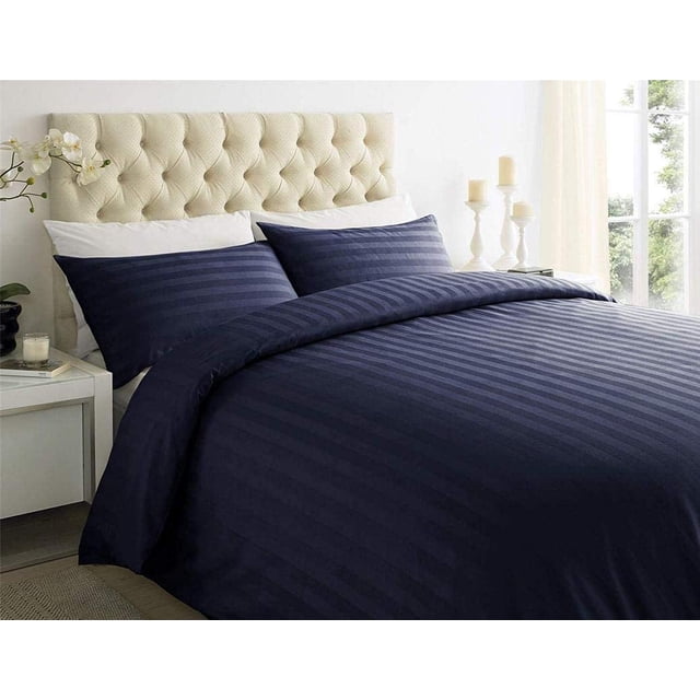 500 Thread Count 100% Egyptian Cotton 4-Piece Bed Sheet Set (1 Flat, 1 Fitted Sheet, 2 Pillow Covers) 21 Inches Deep Pocket Size Stripe Pattern
